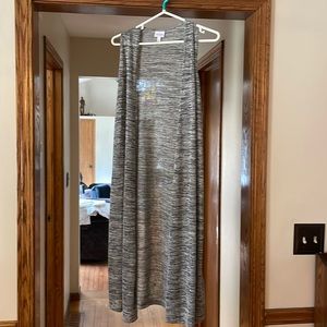 Lularoe Sleeveless XS Gray and White Cardigan with Side Slits